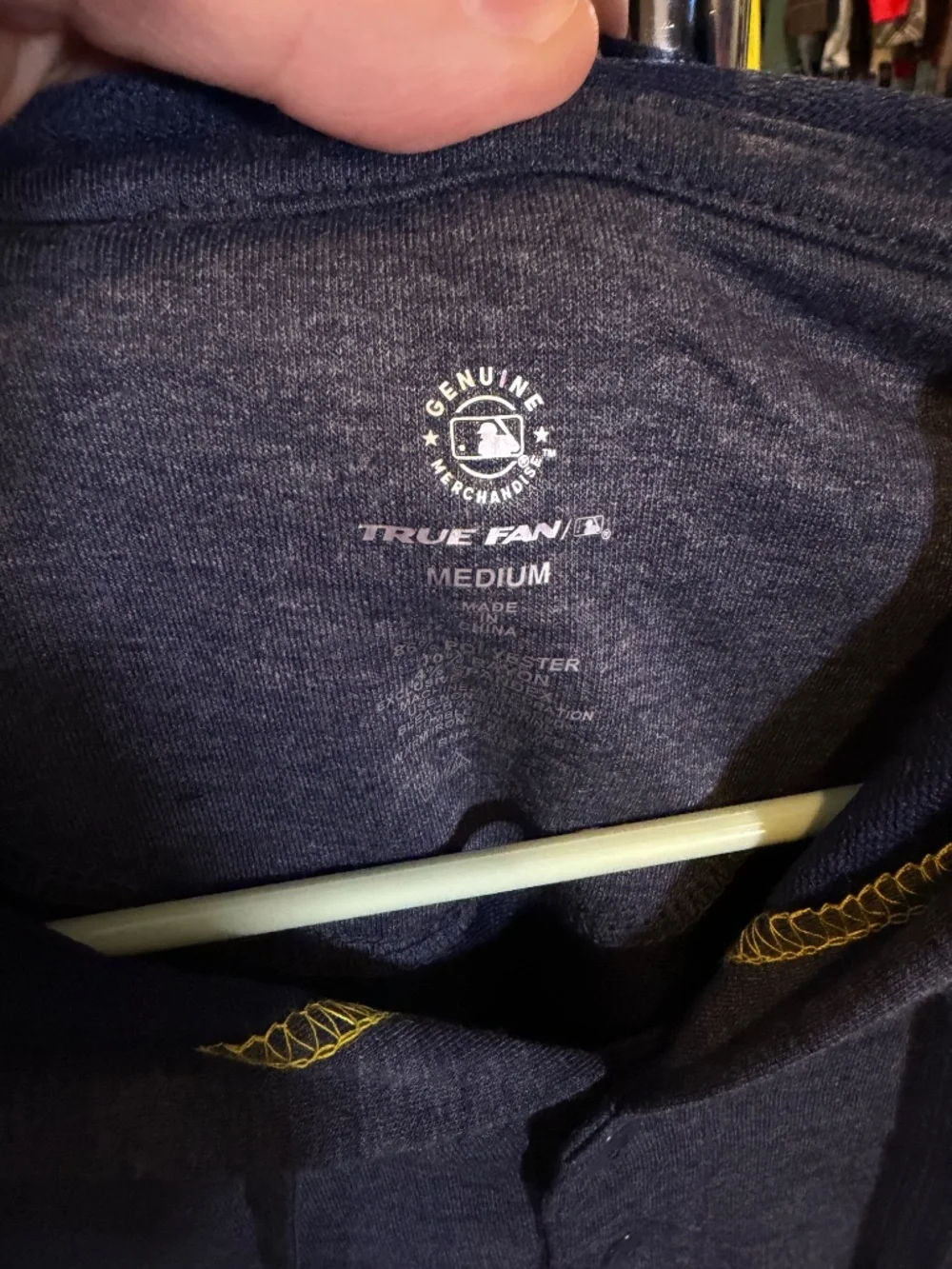 Milwaukee Brewers True Fan MLB Lightweight Hooded Henley Shirt Navy Men’s M NWT